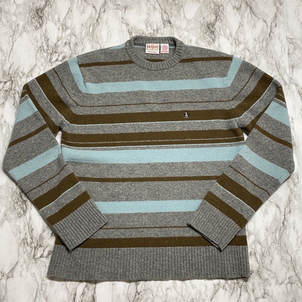 Penguin Munsingwear  Sweater Mens‎ YOUTH XL Multicolor Striped 100% Lambswool